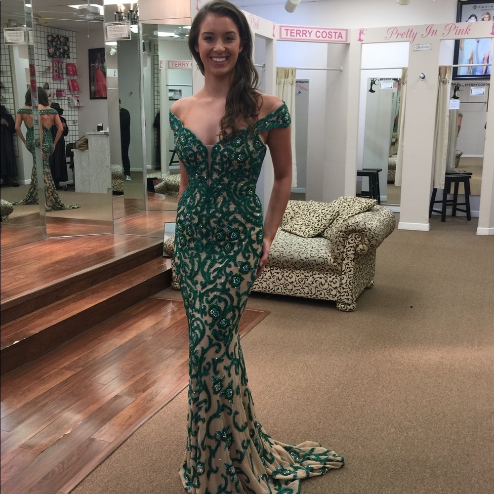 Authentic Sherri Hill Couture Custom Design Size 6 Beaded Gown
